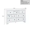 A diagram showing the dimensions of a white dresser. Produktbild-Vorschau