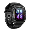 A black smartwatch with a digital display showing the time and fitness data. Produktbild-Vorschau