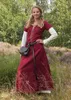 Kurzärmelige Cotehardie Ava, Mittelalterkleid, weinrot - Produktbild-Vorschau 2
