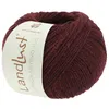A ball of burgundy yarn with a label. Produktbild-Vorschau