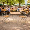 3tlg Biergartengarnitur Biergartenset Biergartenmöbel klappbar rund Akazie Ø80cm Anteprima dell’immagine prodotto