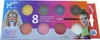 Vorderseite: Schminkpalette Aqua Creative mit 8 bunten, wasserlöslichen Farben und beiliegendem Pinsel Produktbild-Vorschau