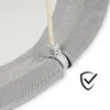 Close-up of a gray mesh fabric with a beige rope and a gray plastic clip attached. Produktbild-Vorschau