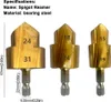Three spigot reamers of different sizes are displayed against a white background, with dimensions and specifications indicated. Náhled obrázku produktu