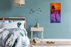 A bedroom scene with a bed, nightstand, and a wall clock. Produktbild-Vorschau