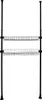 A black two-tiered wire basket shelf unit with adjustable poles, shown against a white background. Náhled obrázku produktu