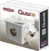 A product box for a cat cube, with a cat interacting with the product. Podgląd zdjęcia produktu