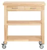 SoBuy Küchenwagen FKW24-II-N mit Massivholz-Arbeitsplatte und zwei Schubladen in hellem Holzton Anteprima dell’immagine prodotto
