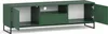 An open green TV lowboard with black metal legs, shown against a white background. Produktbild-Vorschau
