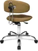 A brown office chair with a chrome base and wheels, shown from the back. Produktbild-Vorschau