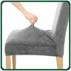Stuhlhusse Stretch Grau - Samt - Universal - Esszimmer Produktbild-Vorschau 3