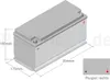A diagram of a car battery with dimensions indicated. Produktbild-Vorschau