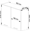 A line drawing with dimensions of a white cabinet. Náhled obrázku produktu