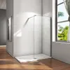A modern bathroom with a walk-in shower and a window overlooking a garden. Produktbild-Vorschau