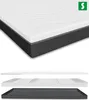 A mattress shown from a slightly elevated angle, with a layered diagram of its construction below. Produktbild-Vorschau