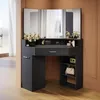 SONNI 141,5 x 54 x 111 cm Czarna toaletka z szufladami, Podgląd zdjęcia produktu 1