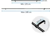 Diagrams showing the adjustable length of a curtain rod and a close-up of a mounting bracket. Produktbild-Vorschau