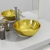 vidaXL Waschbecken 28 x 10 cm Keramik Golden Produktbild-Vorschau 2