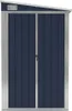 A front view of a dark blue metal shed with silver trim and a slanted roof. Anteprima dell’immagine prodotto