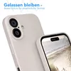 A close-up shot of two phone cases, one showing the back with camera lenses and the other showing the front with a beach scene on the screen. Produktbild-Vorschau