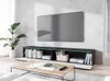 A modern living room with a TV mounted on the wall above a black TV stand. Náhled obrázku produktu