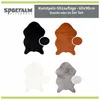 Four faux fur seat covers in different colors are displayed against a white background. Produktbild-Vorschau