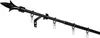 A black curtain rod with rings and a bracket, shown against a white background. Produktbild-Vorschau