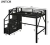 Metall-Hochbett 140x200 cm Schwarz – Multifunktionales Produktbild-Vorschau 4