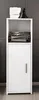 A white cabinet with a shelf and a closed door, placed against a gray wall. Produktbild-Vorschau