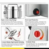 Collage of images showing features of a grinder. Produktbild-Vorschau