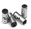 Four metal connectors with black caps, arranged on a white background. Produktbild-Vorschau