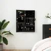 vidaXL Schmuckschrank mit Spiegel Wandmontage Schwarz Produktbild-Vorschau 2