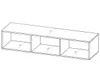 A line drawing of a black TV cabinet with three compartments and dimensions indicated. Produktbild-Vorschau