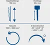 Diagrams illustrating technical specifications of a tool. Produktbild-Vorschau