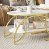 ProximaX Couchtisch Rund 2er Set, Weiß Marmor Couchtisch Produktbild-Vorschau 10
