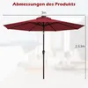 A red patio umbrella with dimensions indicated by text overlays. Anteprima dell’immagine prodotto