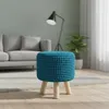 Pouf azzurro chiaro in legno con rivestimento in tessuto Anteprima dell’immagine prodotto 1