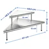 A diagram showing the dimensions of a two-tiered corner shelf. Produktbild-Vorschau