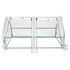 A mini greenhouse with a clear plastic cover and green metal frame, shown against a white background. Produktbild-Vorschau
