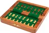 A wooden chess set with green felt lining, showing the pieces arranged in their compartments. Podgląd zdjęcia produktu