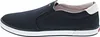 A side view of a navy blue slip-on sneaker with a white sole and a small red, white, and blue logo on the side. Náhled obrázku produktu