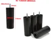 A product shot of black plastic furniture legs with measurement annotations. Podgląd zdjęcia produktu