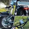 A collage of four close-up images of an electric bicycle, highlighting its features. Produktbild-Vorschau