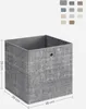 A single gray fabric storage box is shown against a white background, with dimensions indicated by lines and text. Produktbild-Vorschau