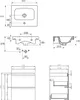 Technical drawings and dimensions of a sink and vanity unit. Produktbild-Vorschau