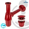 tecuro Siphon mit Pop Up Ablaufventil rot (RAL 3003) - Produktbild-Vorschau 2