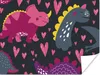 MuchoWow® Poster Dinosaurier - Kind - Muster - Rosa - Produktbild-Vorschau 1