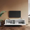 SONNI Armoires TV blanches brillantes suspendues en bois Voir les images du produit 8
