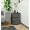 A modern living room setting with a grey sofa and a matching grey nightstand. Produktbild-Vorschau