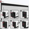 A series of close-up diagrams illustrating the assembly or adjustment of a projection screen mechanism. Produktbild-Vorschau